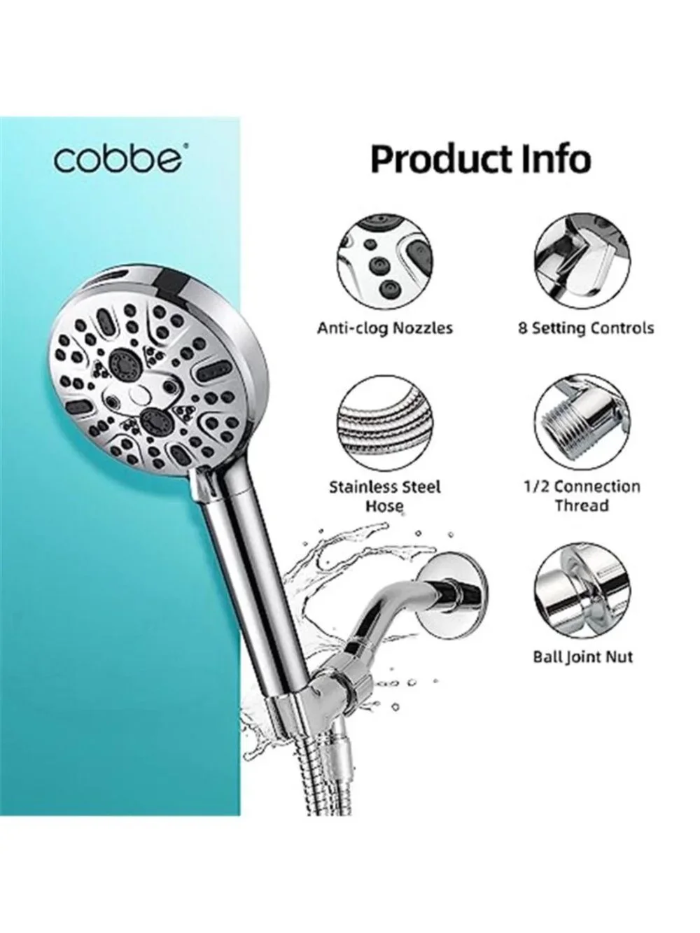 Filtered Shower Head with Handheld High Pressure 9 Spray Modes Showerhead